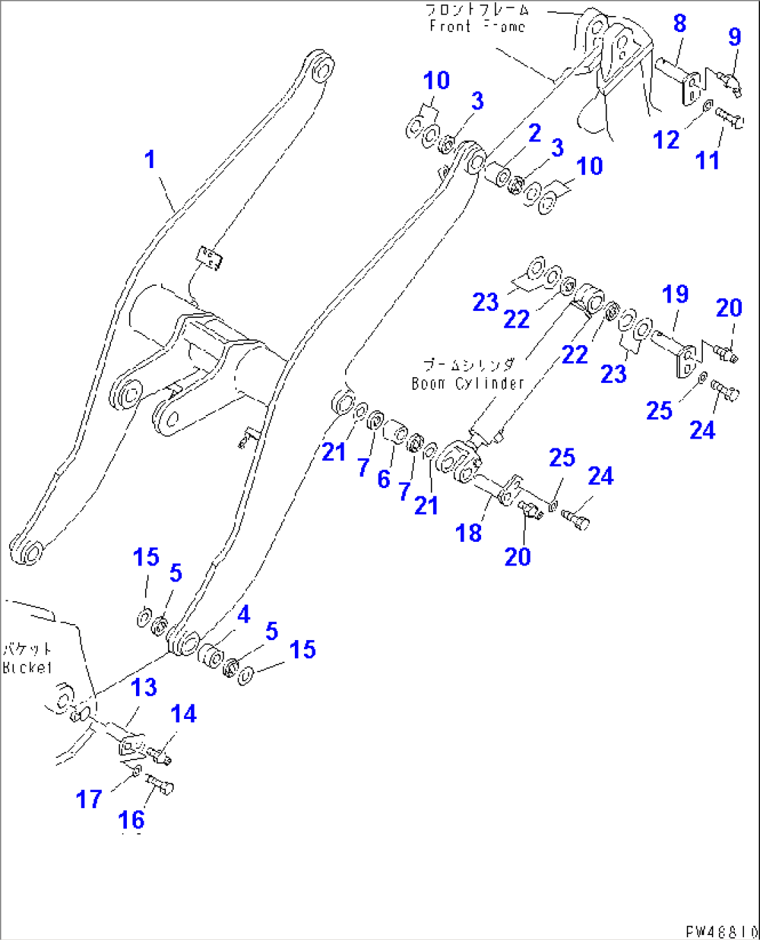 LIFT ARM (WITH FRONT ATTACHMENT) (WITH 4-SPOOL CONTROL VALVE)(#60001-)