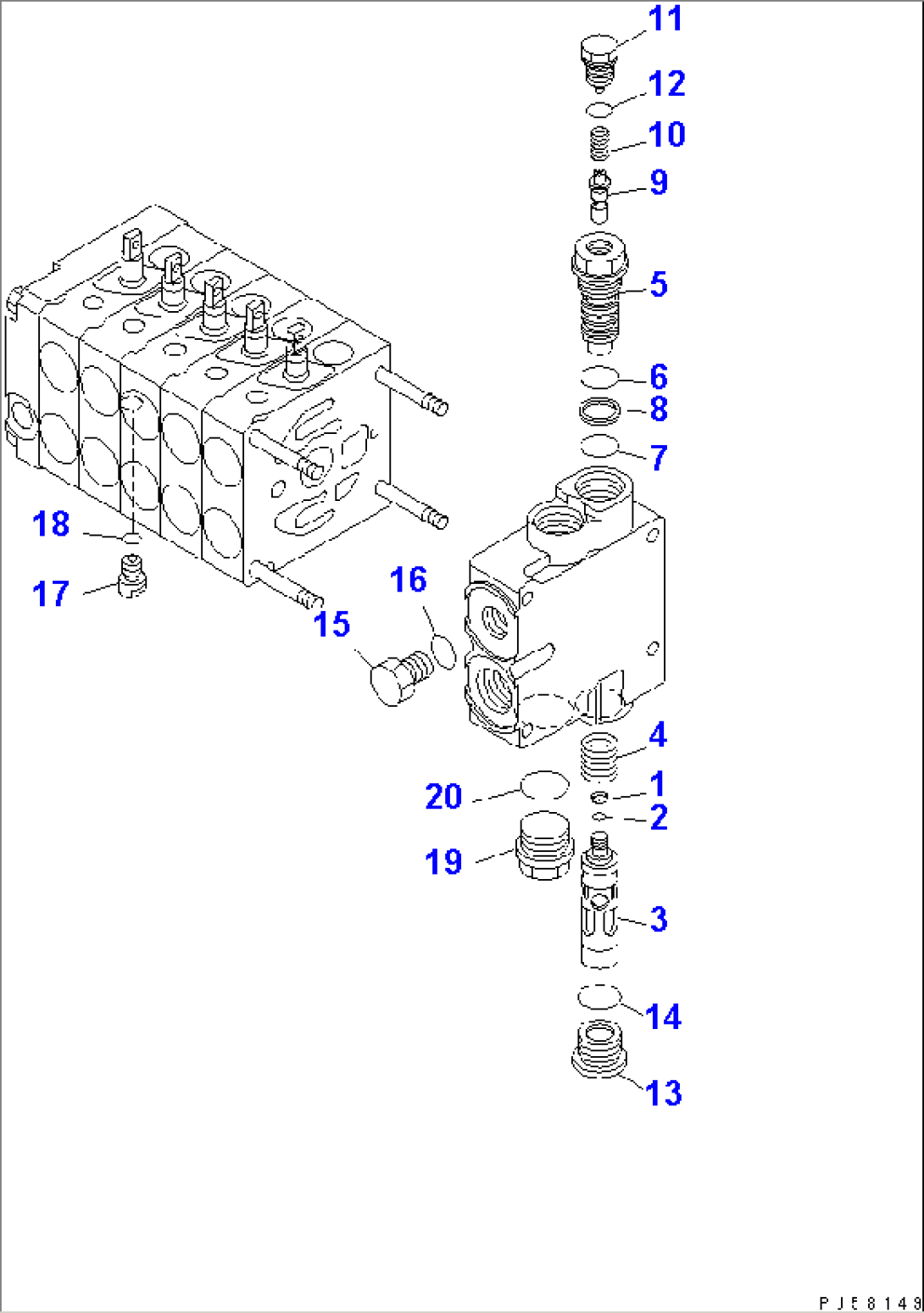 CONTROL VALVE (5-SPOOL) (2/3) (L.H.)