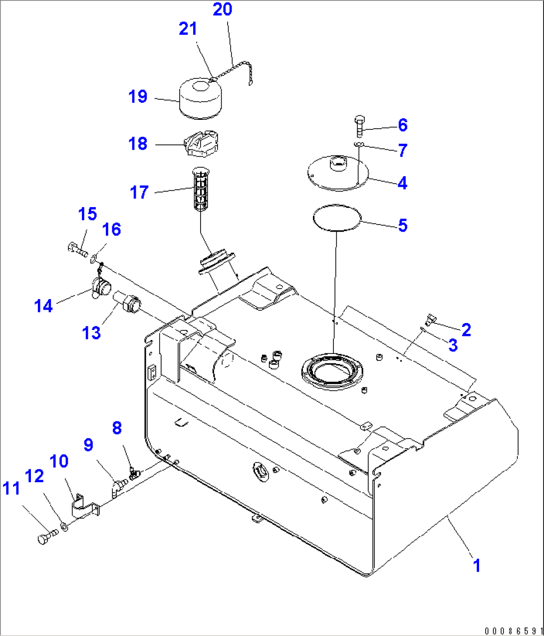FUEL TANK (TANK AND FILLER CAP) (FOR QUICK COUPLER)(#55423-)
