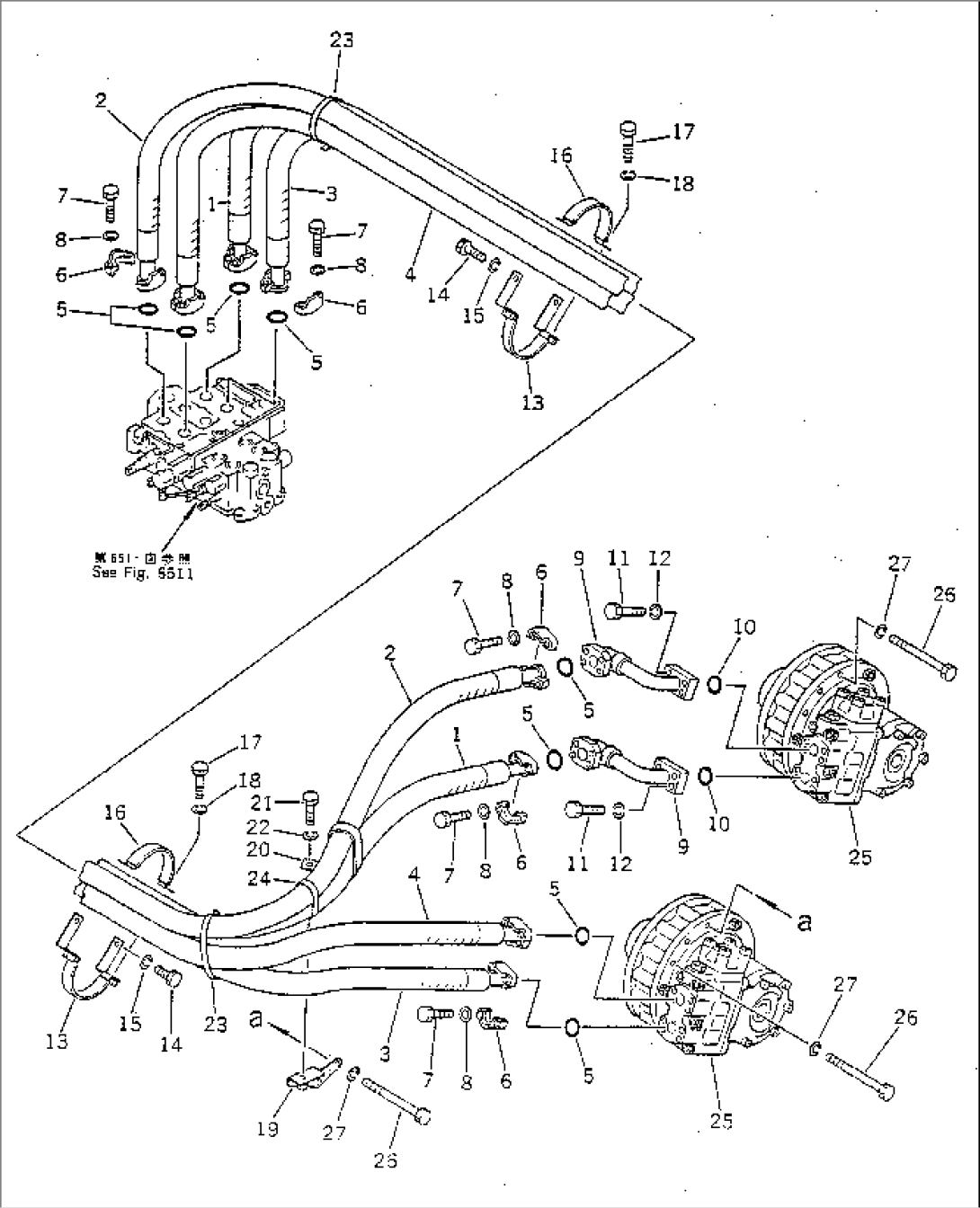 HYDRAULIC PIPING (CONTROL VALVE TO WINCH MOTOR)