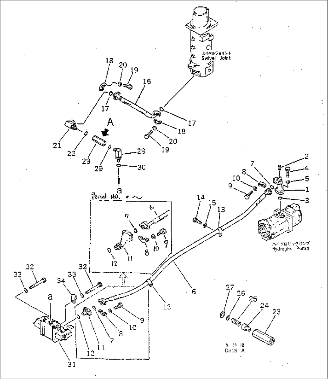 HYDRAULIC PIPING (BOOM PUMP TO OUTRIGGER VALVE TO SWIVEL JOINT)