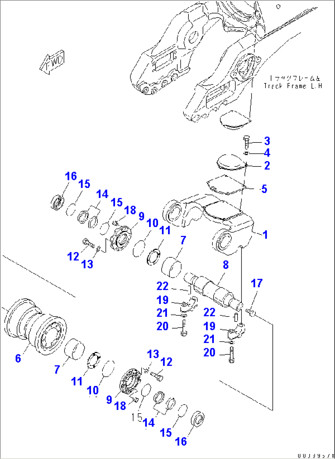 TRACK FRAME (BOGIE¤ 1ST) (SINGLE TRACK ROLLER) (L.H.) (COLD WEATHER (B) SPEC.)(#25001-30000)