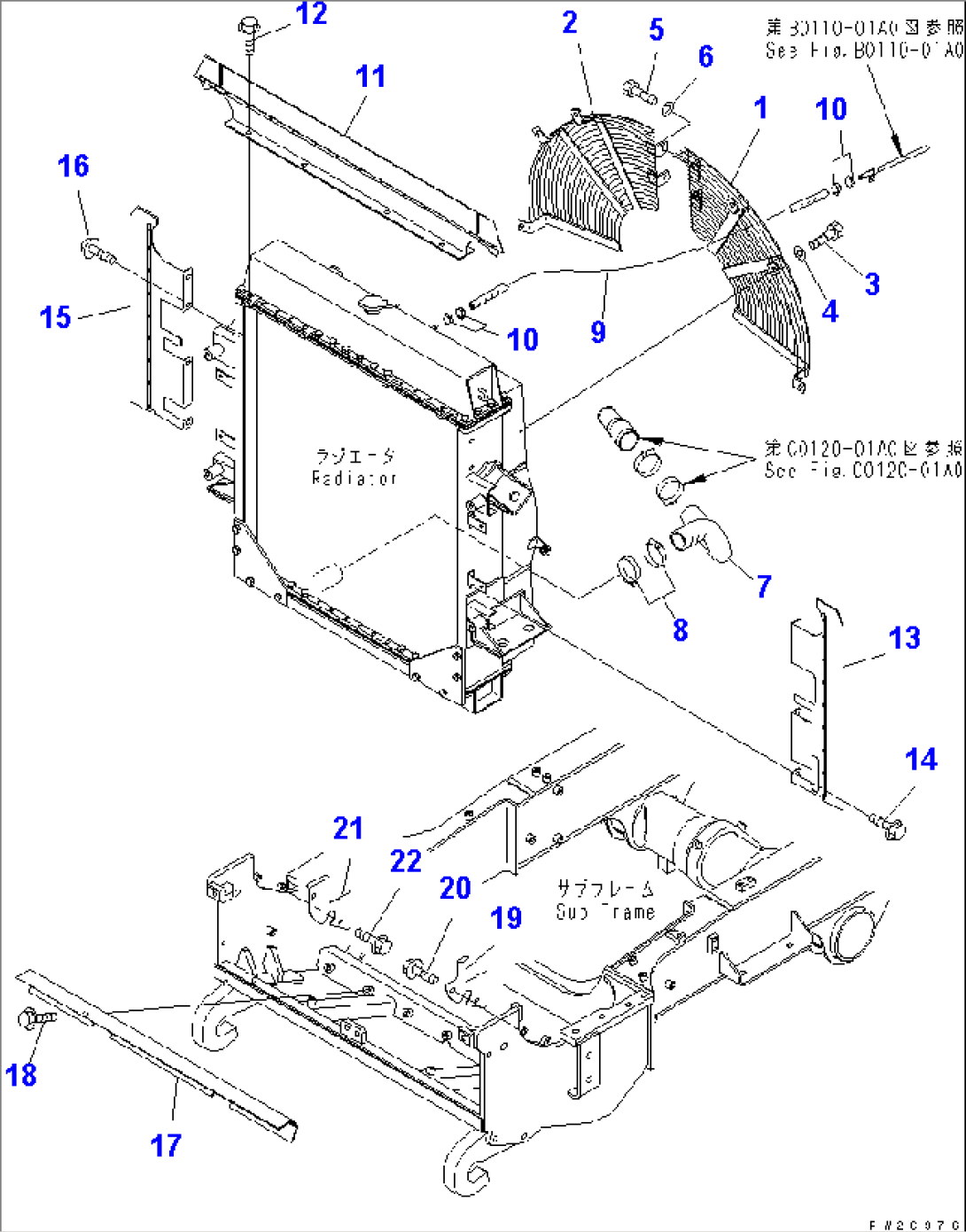 RADIATOR (BAFFLE AND FAN NET)