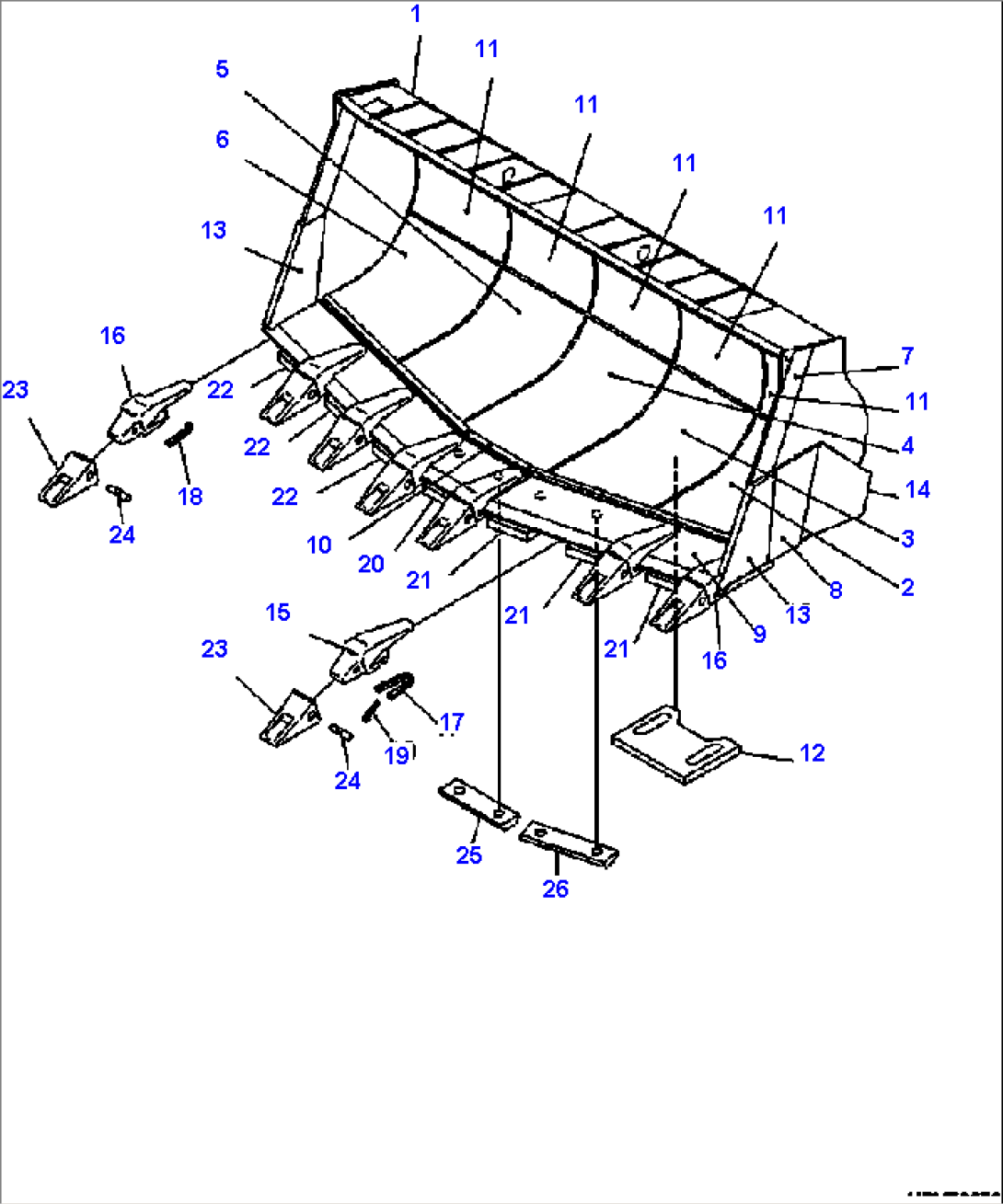 T4120-01A4 BUCKET 4.3 CU. M (5.9 CU. YD) SPADE NOSE WITH TEETH