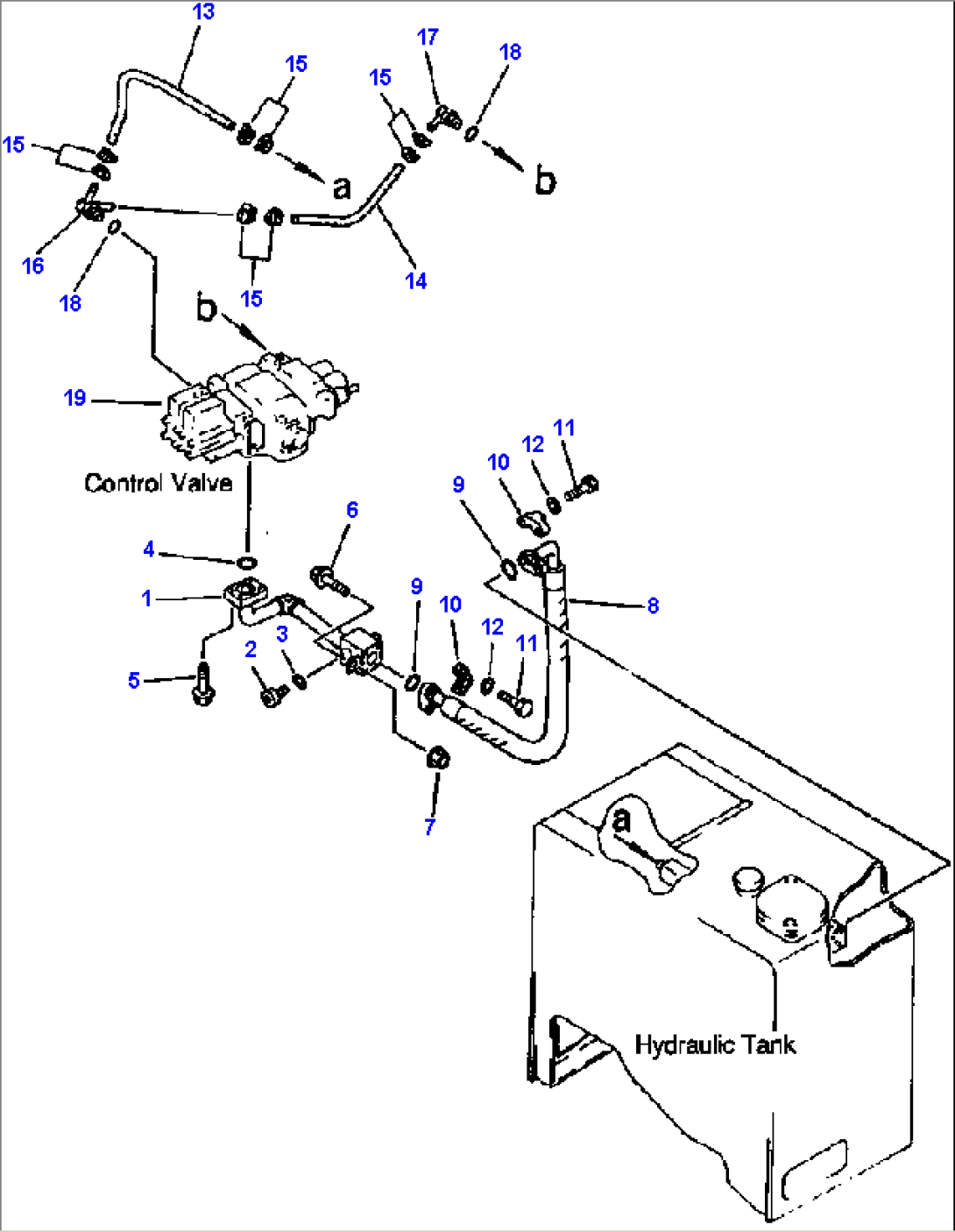 HYDRAULIC PIPING (CONTROL VALVE TO TANK - RETURN LINE)