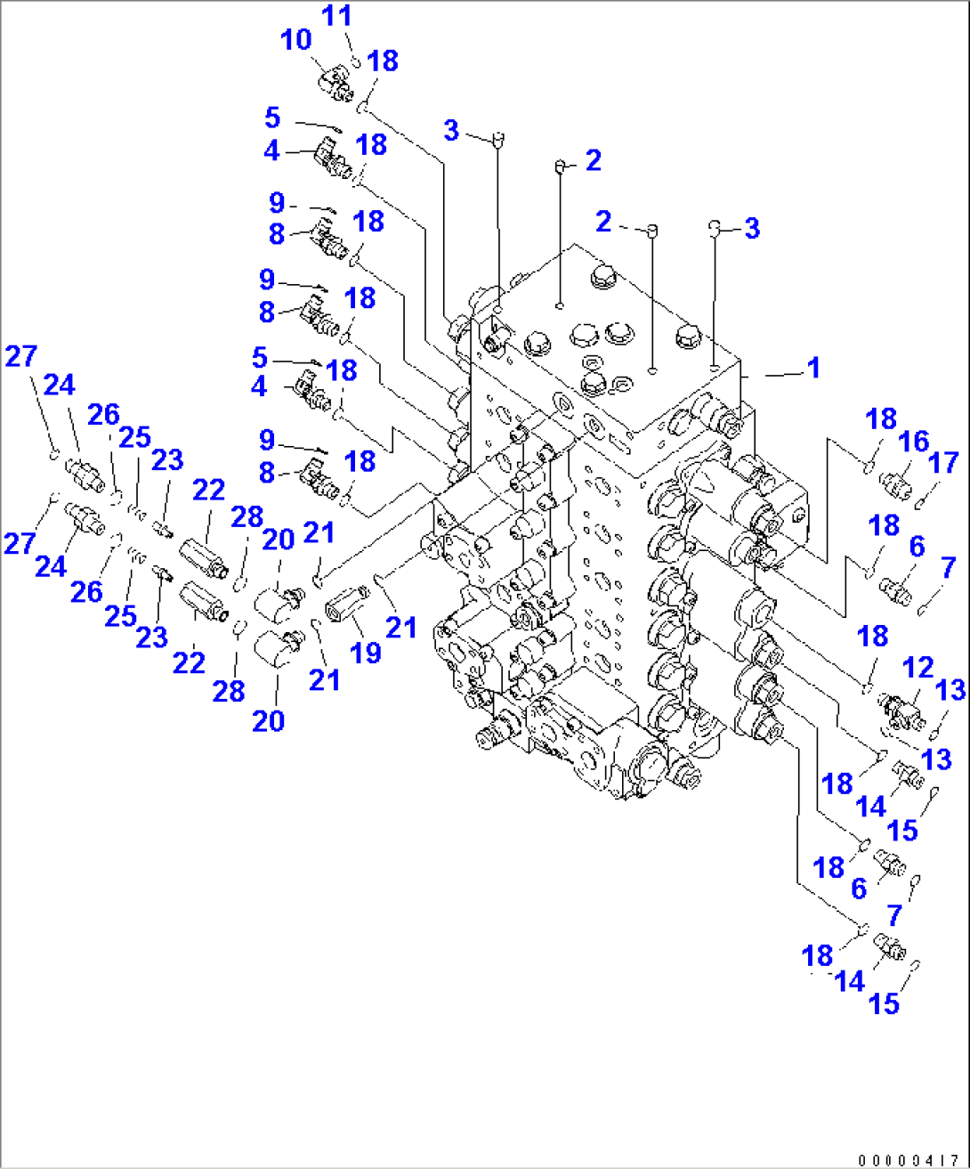 MAIN CONTROL VALVE (CONNECTING PARTS) (1/2)(#25001-)