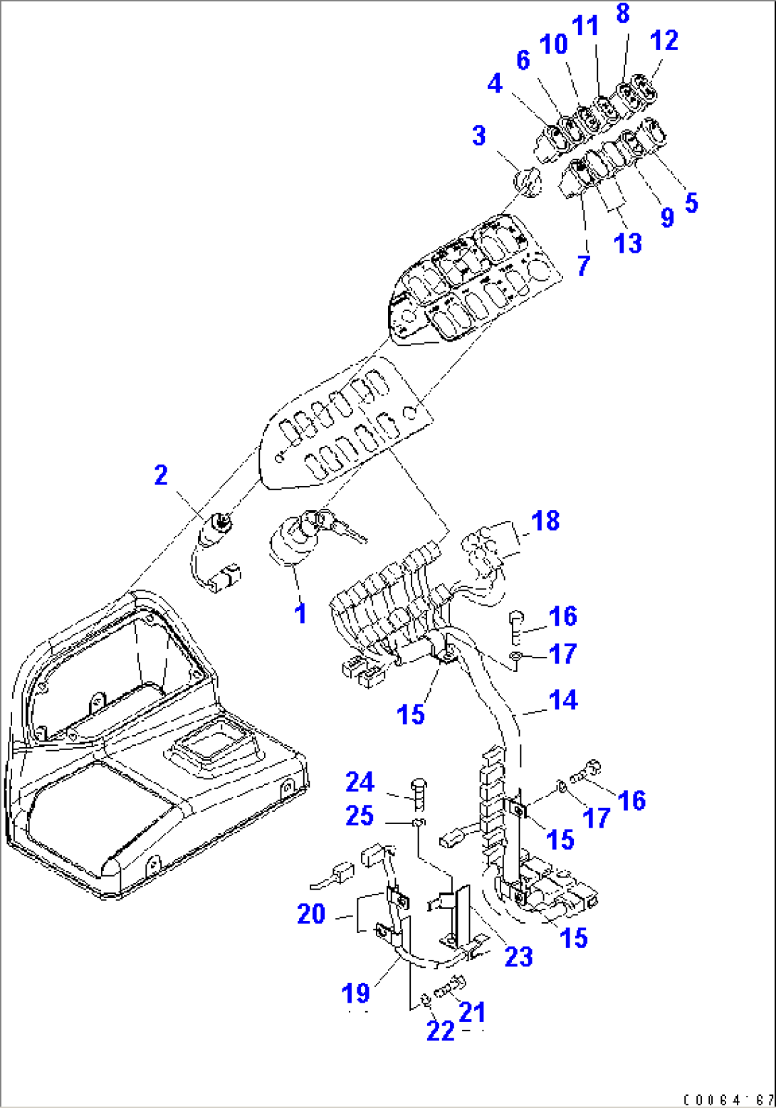 LOADER CONTROL (SWITCH) (3-SPOOL VALVE) (FOR NORTH AMERICA OR LEVER STEERING)(#55001-)