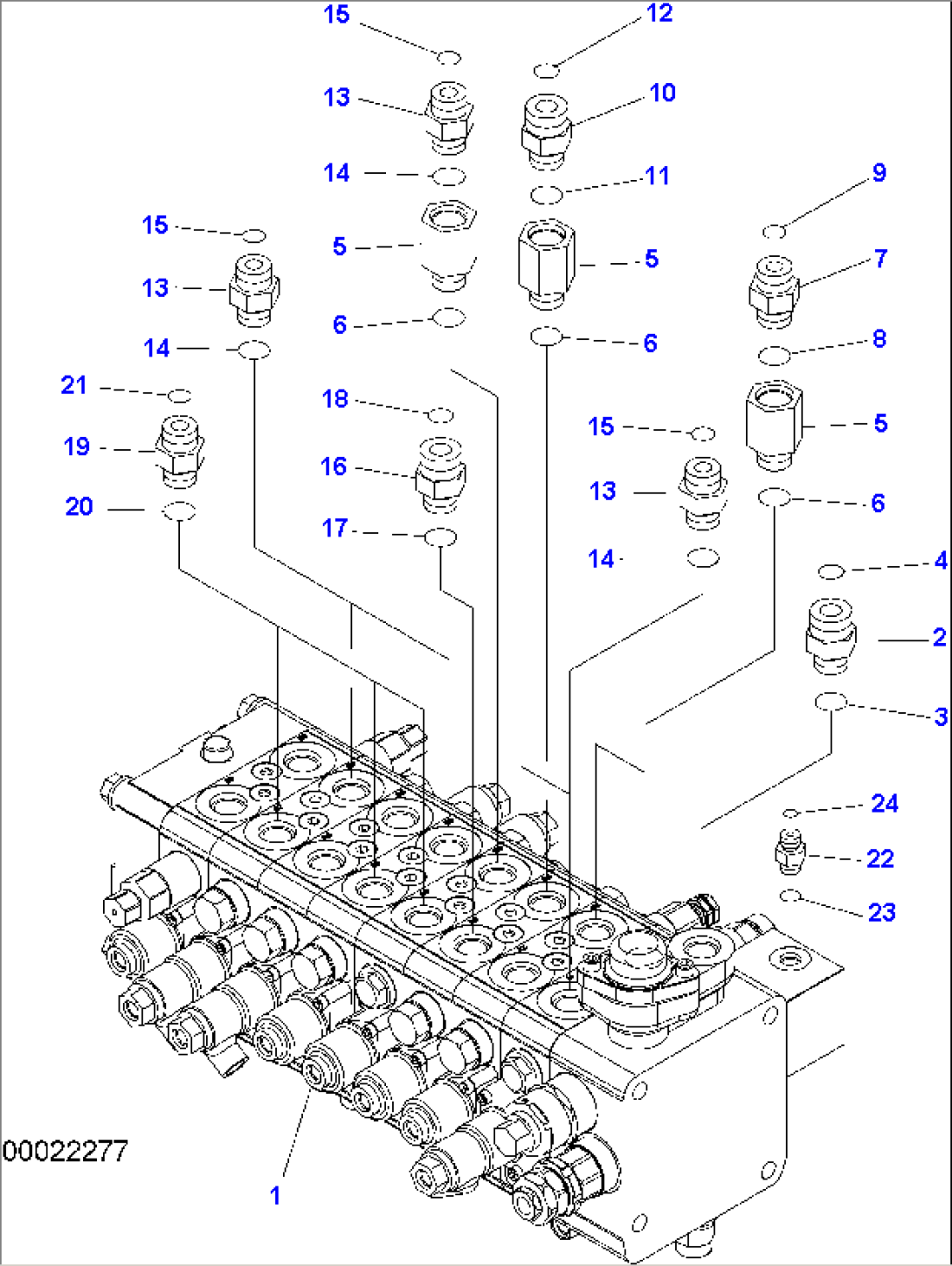 MAIN VALVE (8-SPOOL/ONE-PIECE BOOM) - CONNECTING PARTS (1/4)