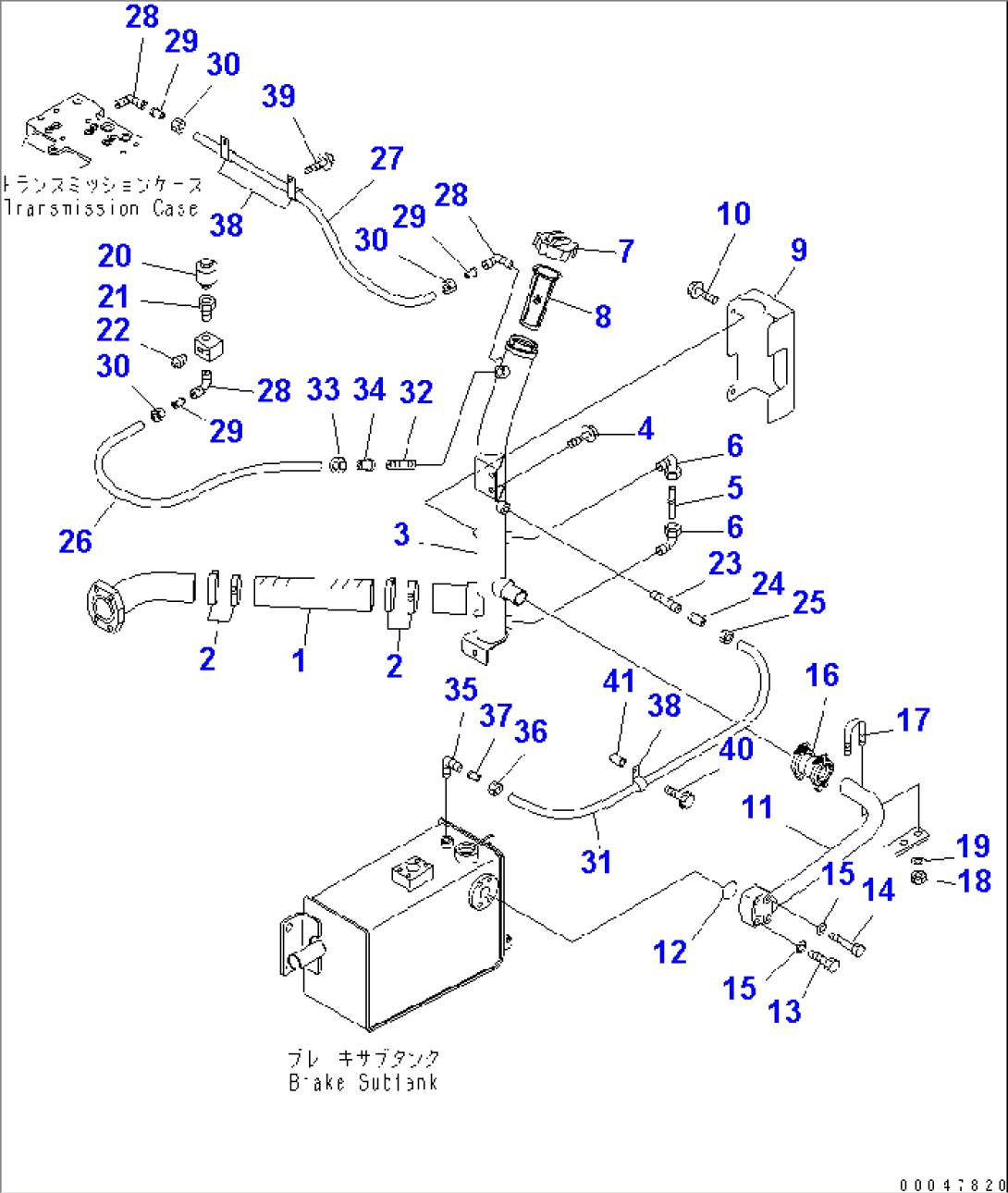 BRAKE COOLING PIPING (TRANSMISSION TO BRAKE SYSTEM TANK) (1/3)
