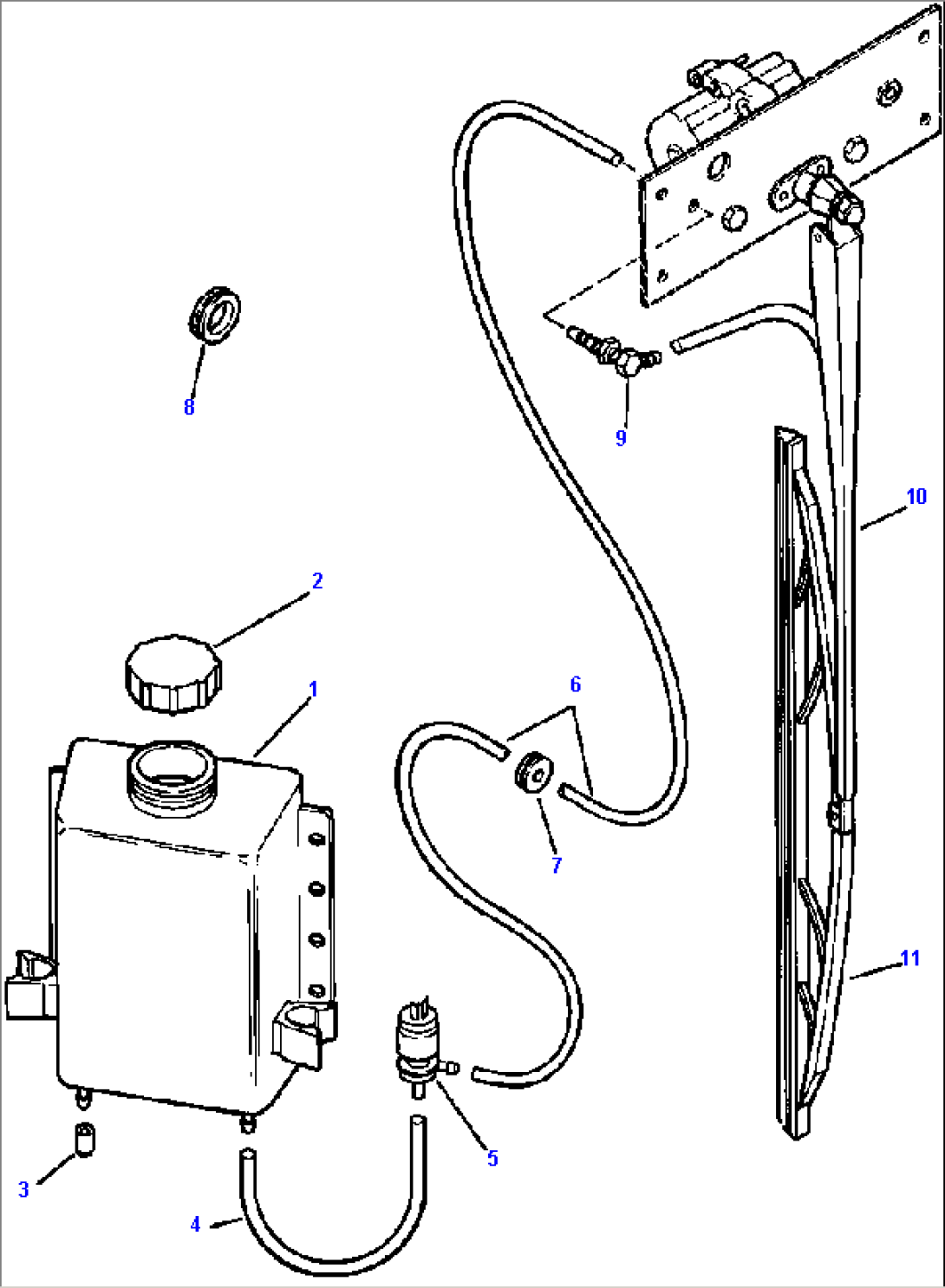 ROPS CAB WINDSHIELD WASHER LINES - FOR MACHINES WITH AIR WIPERS