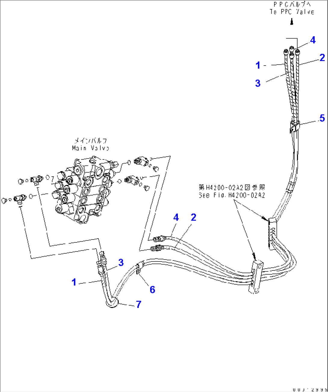 HYDRAULIC PIPING (P.P.C PIPING) (FOR 4-SPOOL VALVE)