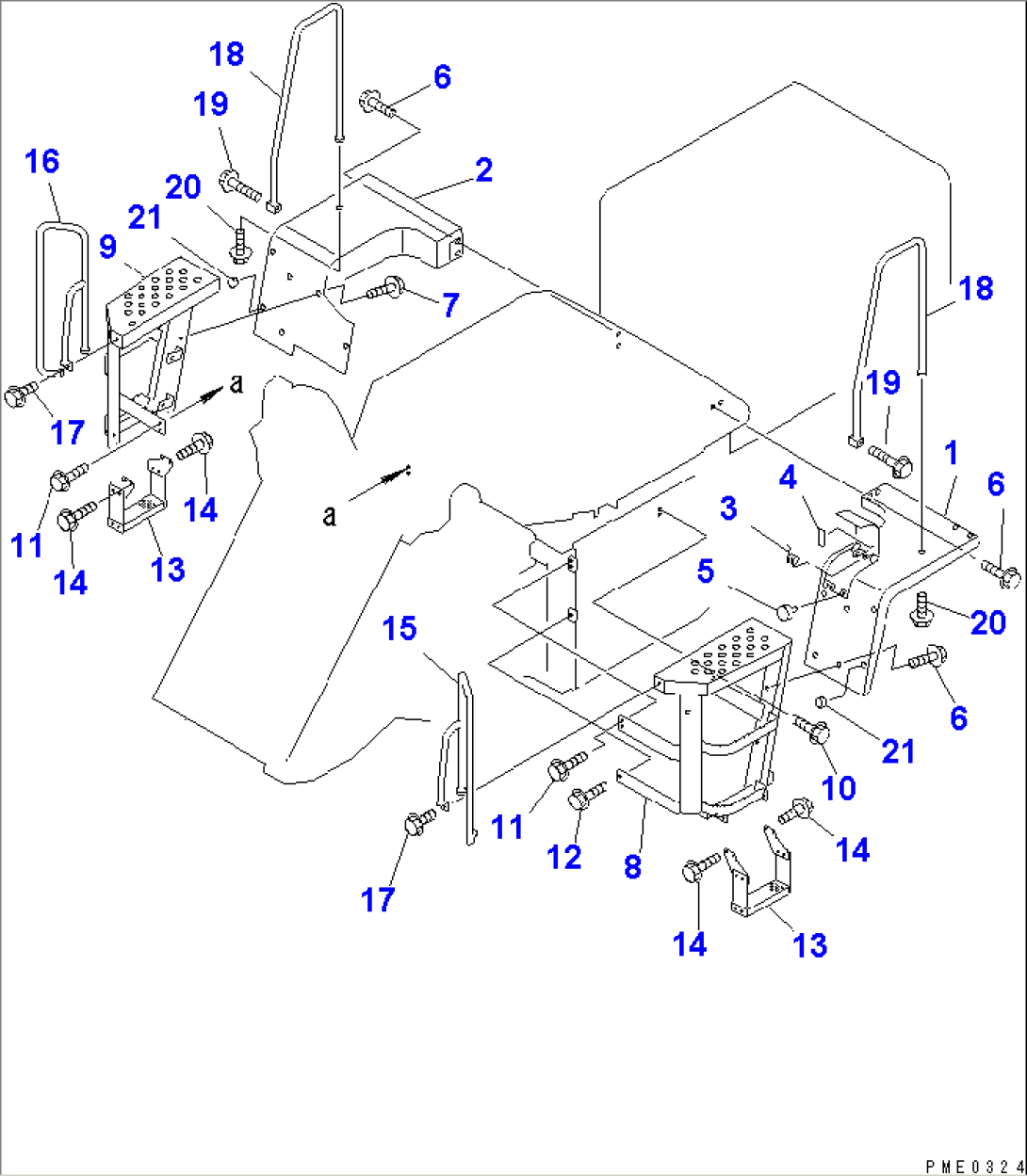 REAR FENDER AND LADDER (WITH CANOPY)(#50001-)