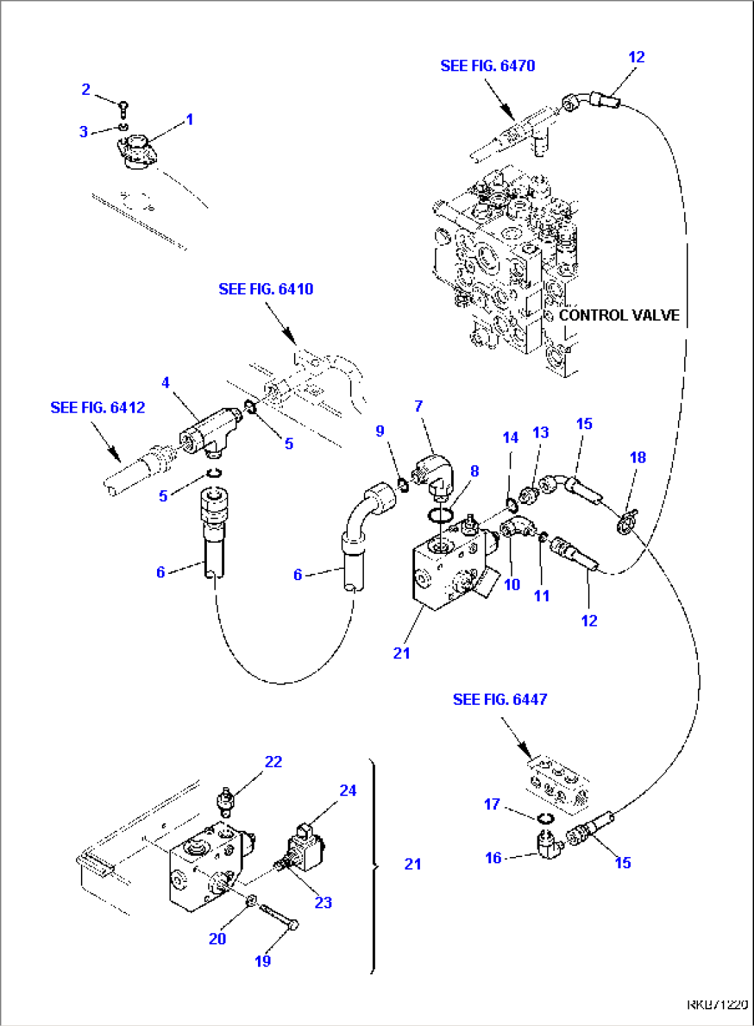 HYDRAULIC PIPING (HAMMER LINE) (WITH SIDE DIGGING BOOM AND TELESCOPIC ARM) (WITH BACKHOE PPC) (1/3)