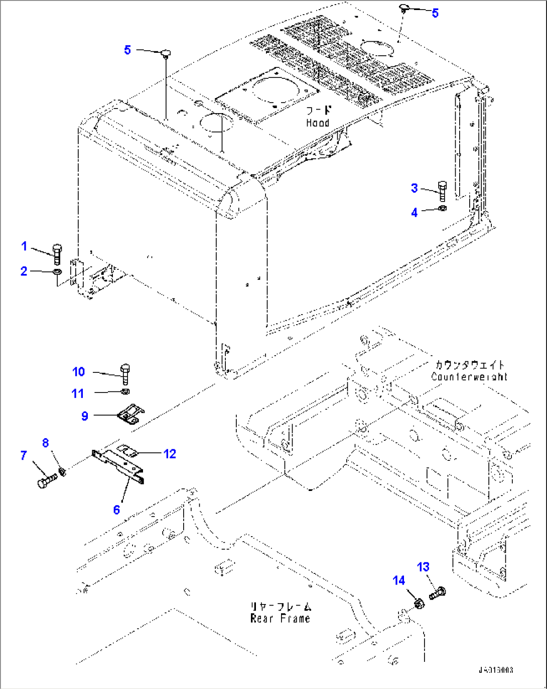 Engine Hood, Mounting (#71165-)