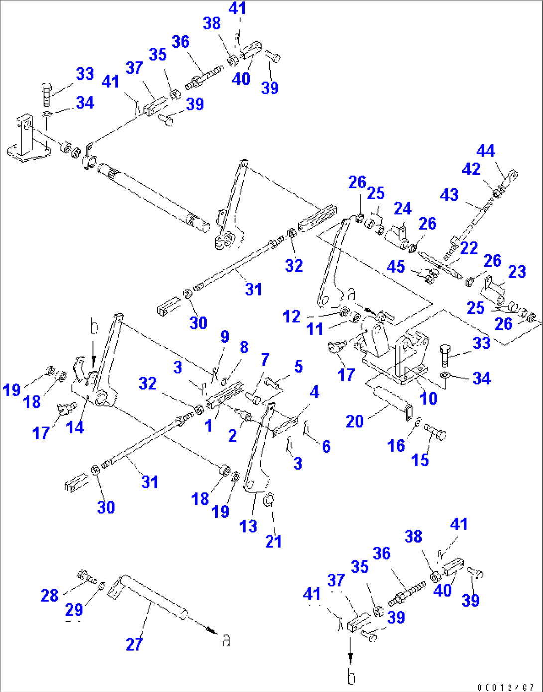 STEERING LEVER AND BRAKE PEDAL LINKAGE (2/2) (FOR 140 ENGINE)(#31593-)