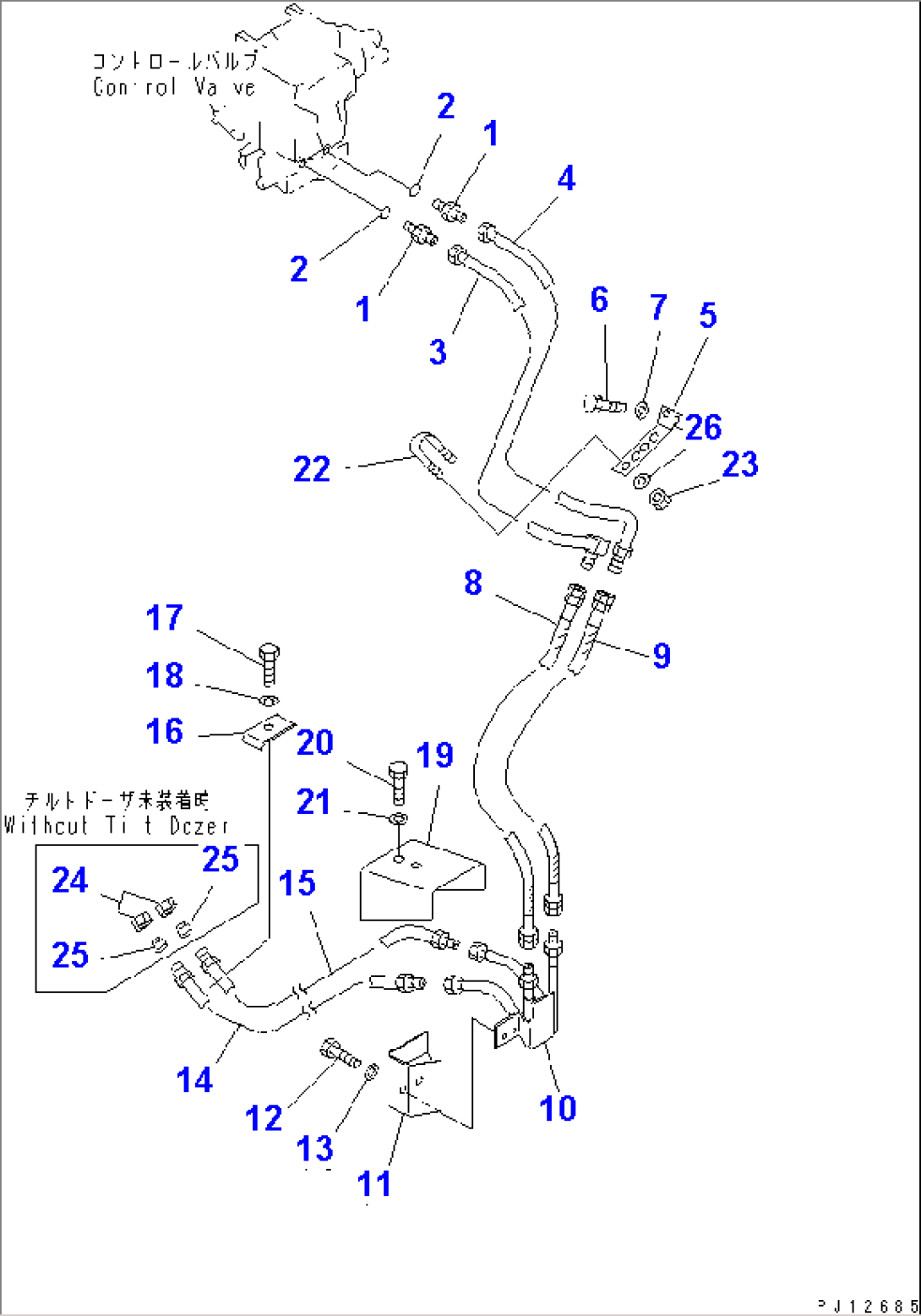 HYDRAULIC PIPING (TANK TO TILT CYLINDER) (D85A)(#36534-37821)
