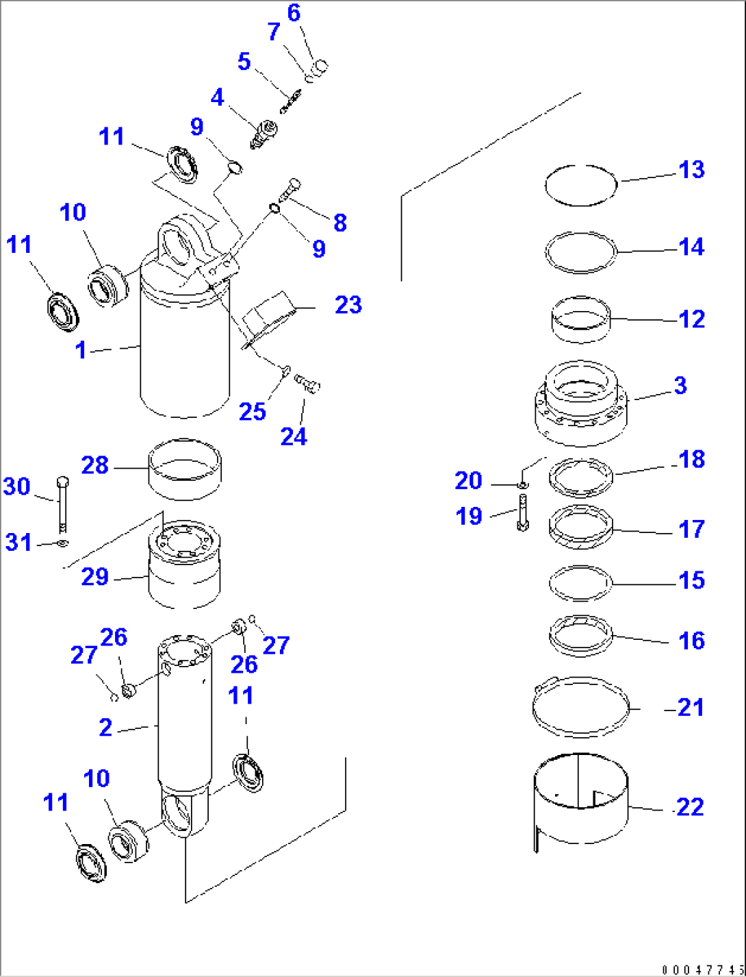FRONT SUSPENSION CYLINDER¤ L.H. (INNER PARTS)(#2001-)