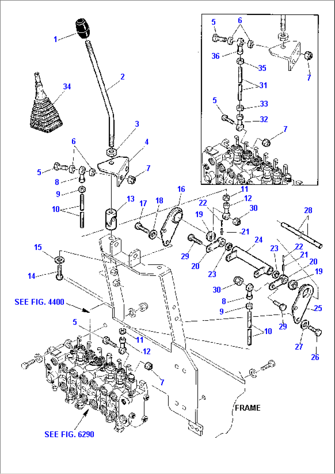 BACKHOE CONTROL LEVERS - KOMATSU LAYOUT CONTROL (1/2)