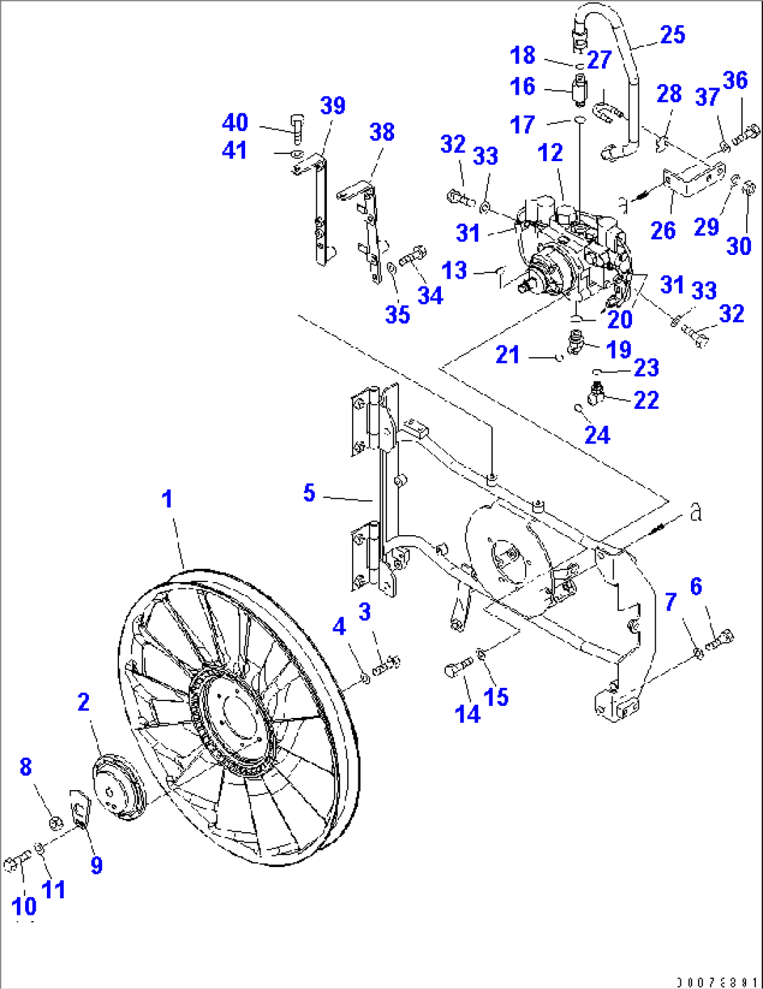 RADIATOR (FAN DRIVE AND FAN MOTOR) (SWING OUT FAN LATCH TYPE)(#70001-)