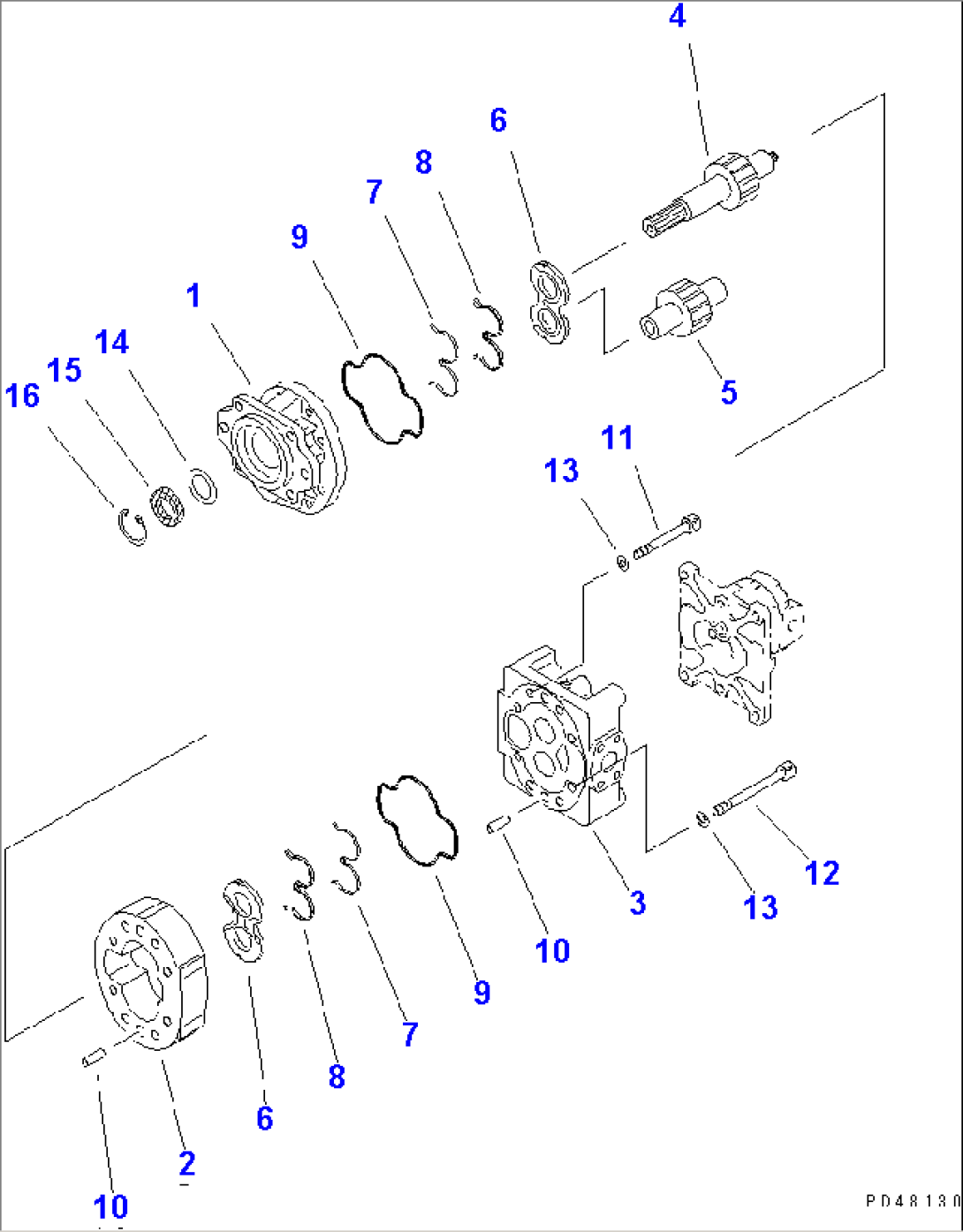HYDRAULIC PUMP (WORK EQUIPMENT AND P.P.C.) (1/2)(#50001-)