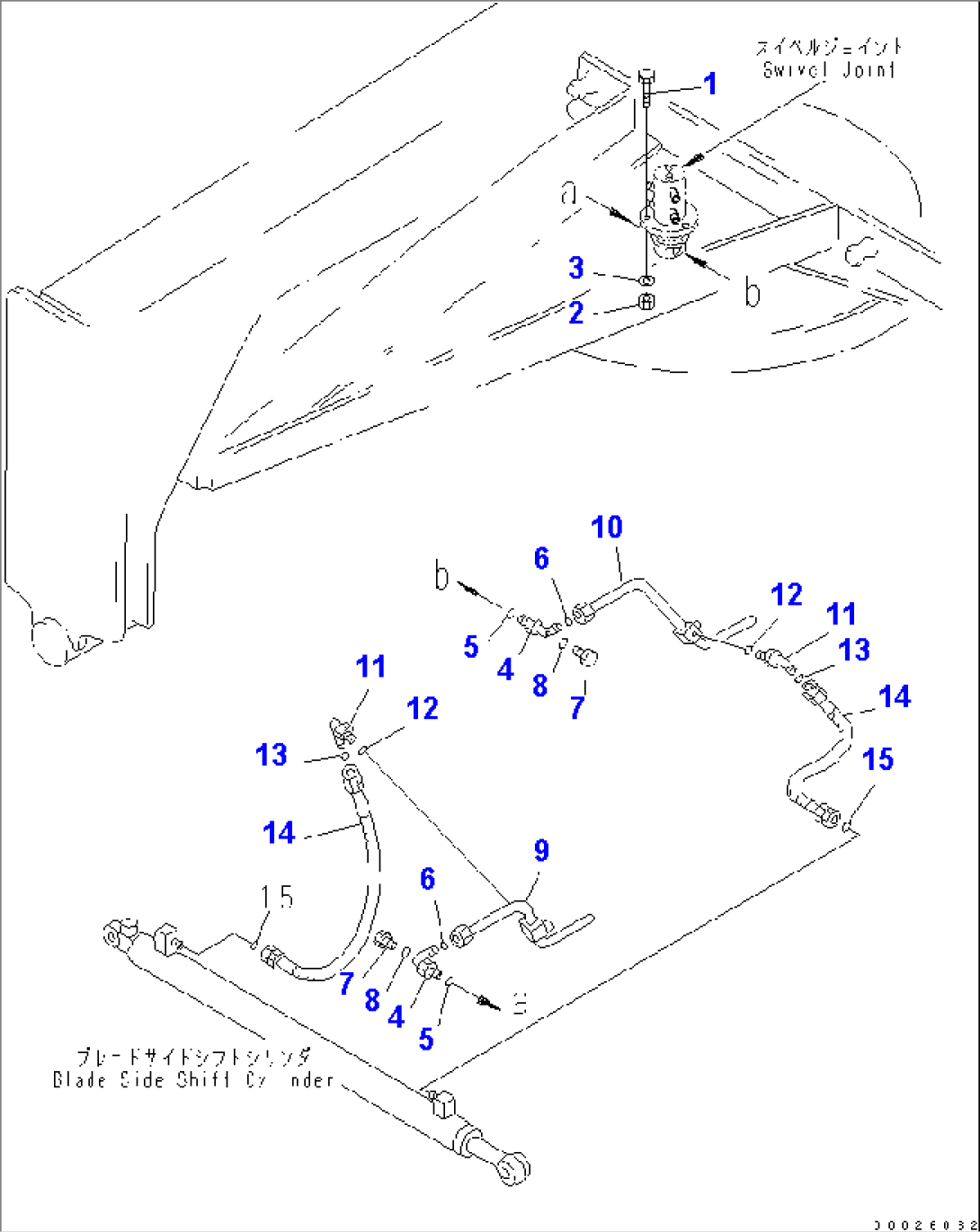 HYDRAULIC PIPING (BLADE SIDE SHIFT CYLINDER LINE) (WITH POWER TILT) (2/2)(#6001-)