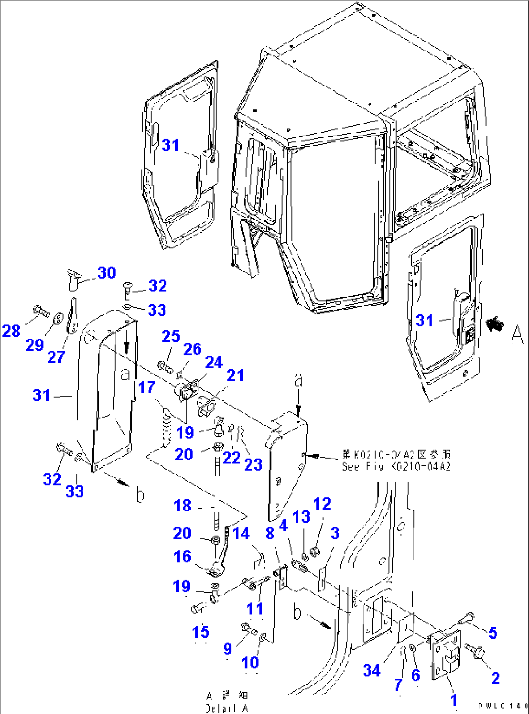 CAB (DOOR AND LOCK) (2/2) (WITH WIDE CAB)(#17501-)