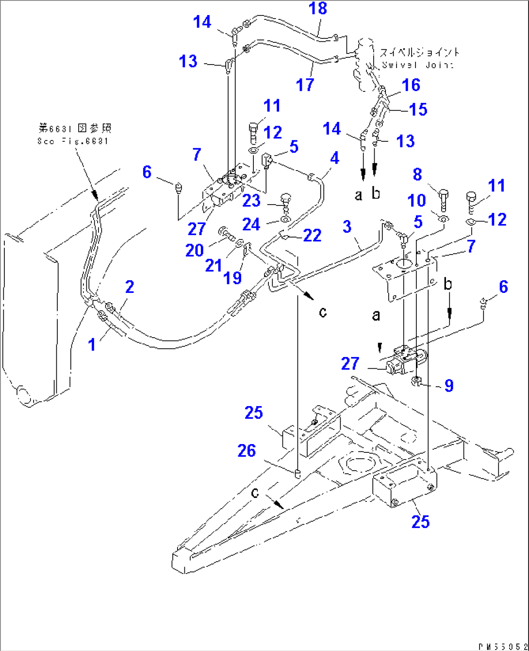 HYDRAULIC PIPING (VARIABLE BLADE CYLINDER LINE) (2/3)(#1001-1999)