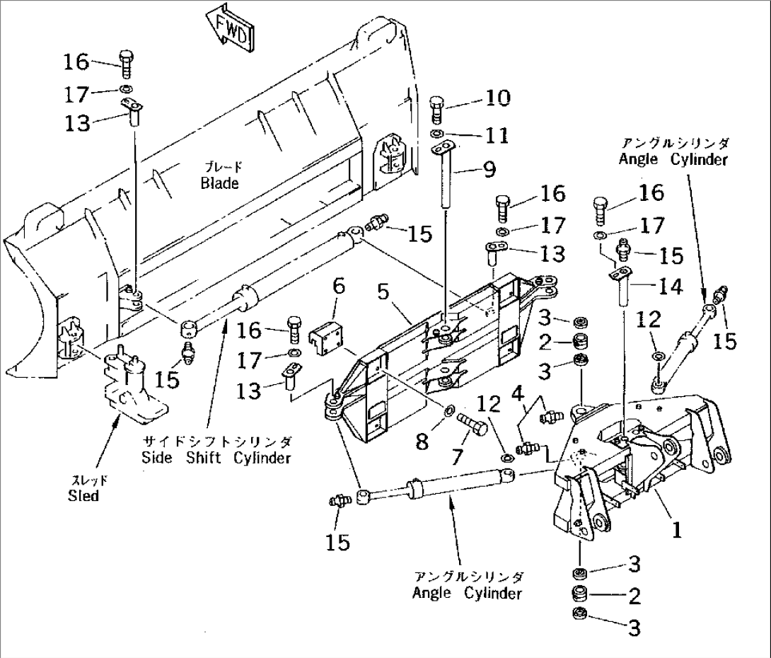 SIDE SHIFT¤ PITCH AND ANGLE SNOW PLOW (WITH SHOCK CANCEL BLADE) (2/4) (CARRIER)(#50001-)