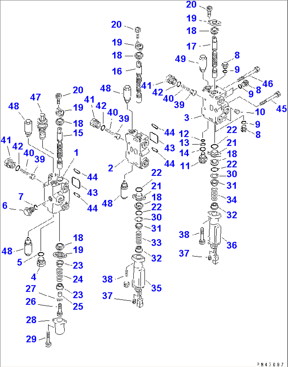 3-SPOOL CONTROL VALVE (1/2)(#50001-)