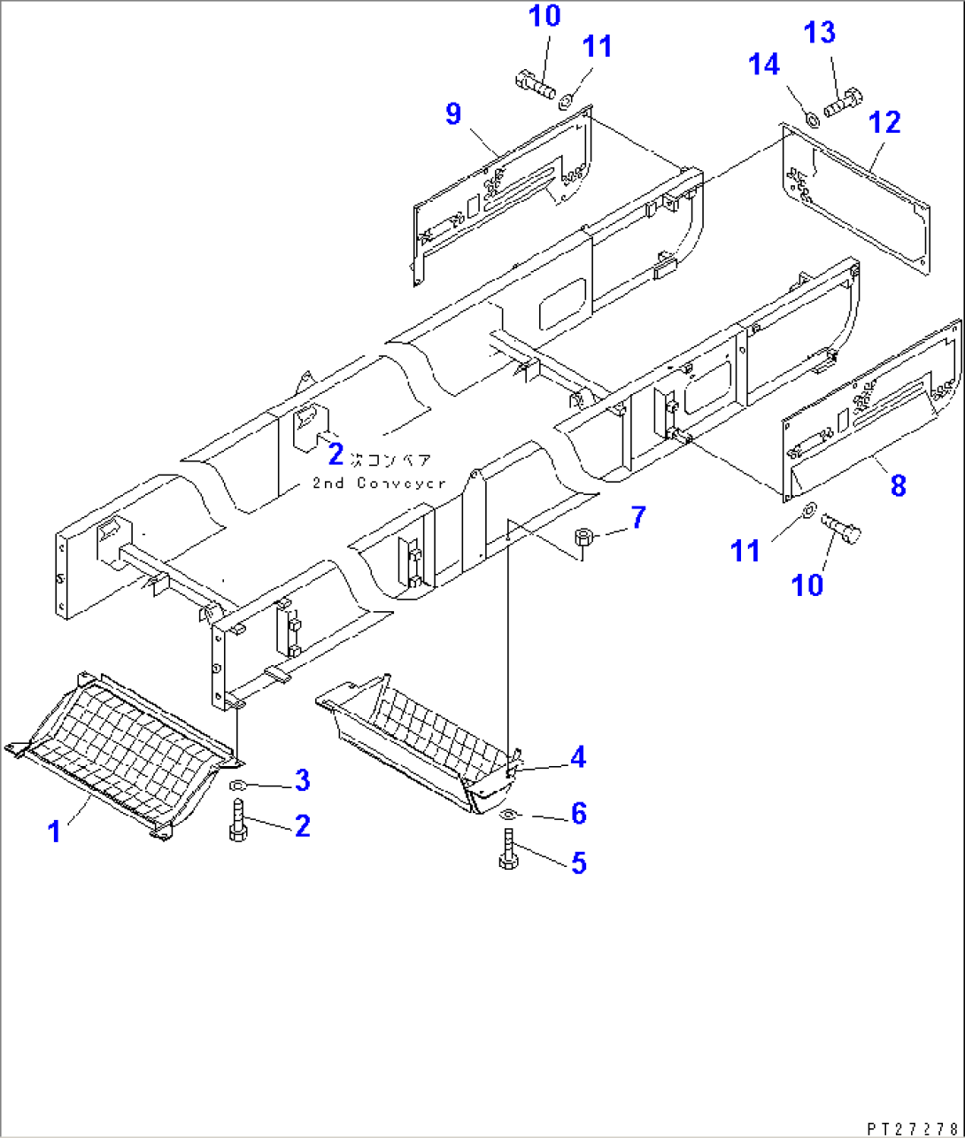 2ND CONVEYOR (INNER PARTS) (8/10) (450MM WIDTH) (WITH EMERGENCY SWITCH)(#1238-)