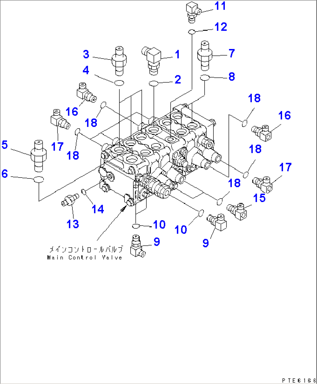 HYDRAULIC MAIN VALVE (MAIN CONTROL VALVE CONNECTING PARTS) (WITH HIGH SPEED WINCH)(#15301-)