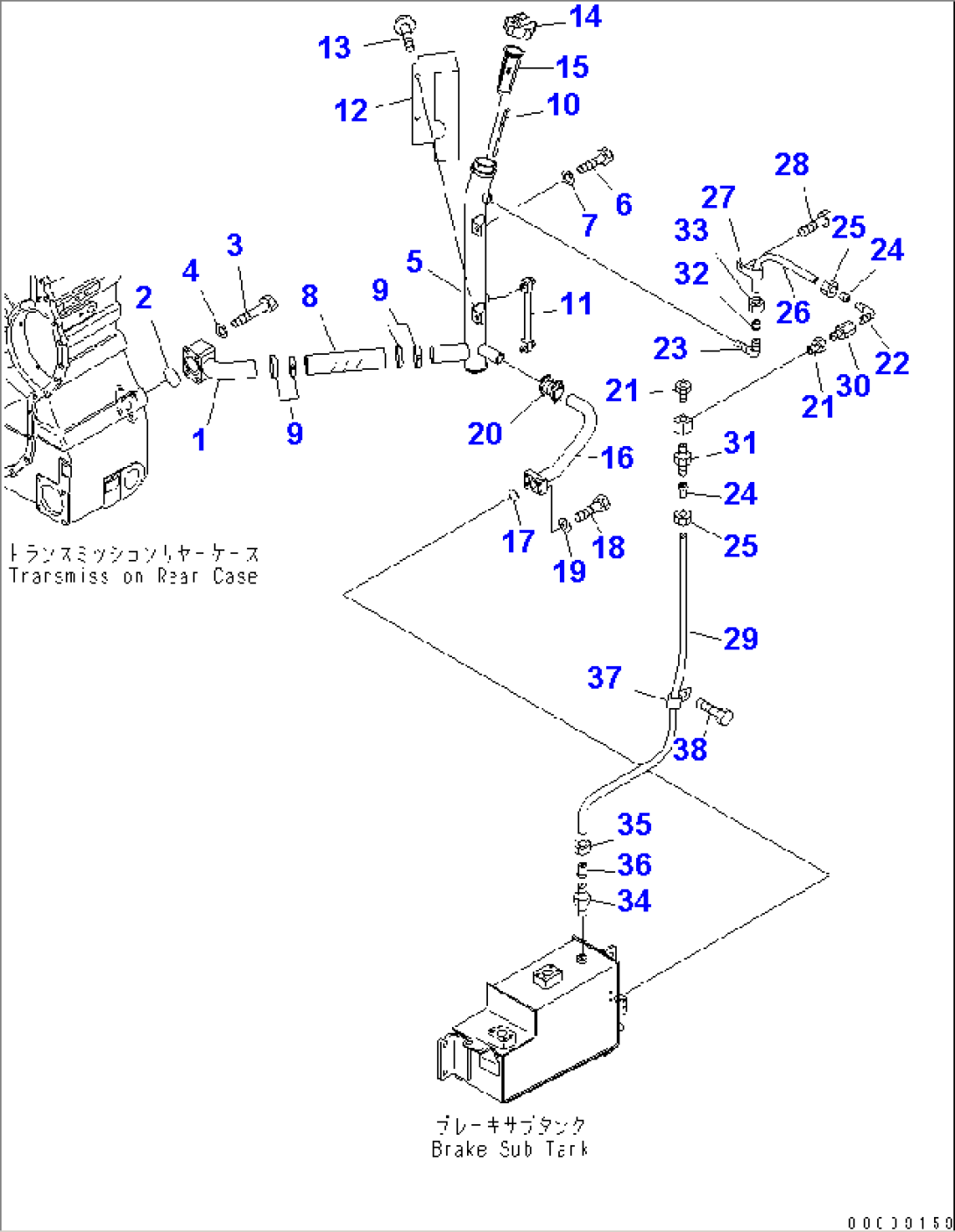 BRAKE OIL COOLING PIPING (TRANSMISSION TO BRAKE SYSTEM TANK)(#2633-)