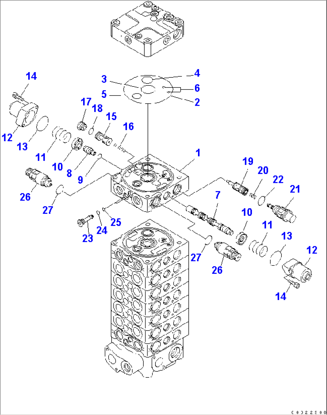 MAIN VALVE (8-SPOOL) (9/9) (FOR 2-PIECE BOOM)
