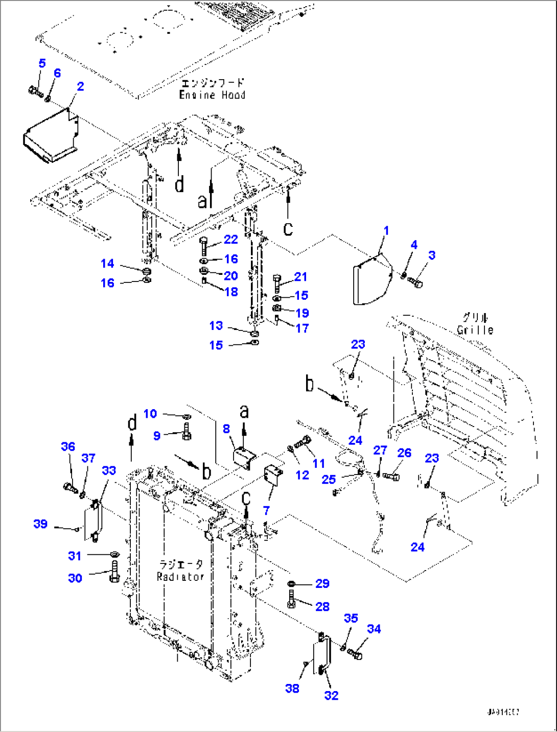 Engine Hood, Mounting (1/2) (#80001-)