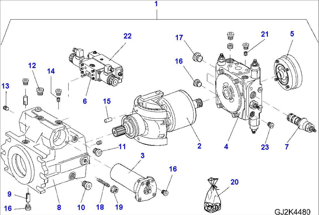 HYDRAULIC PUMP (20KM/H) (WITH SPEED CONTROL) (INNER PARTS) (1/9)