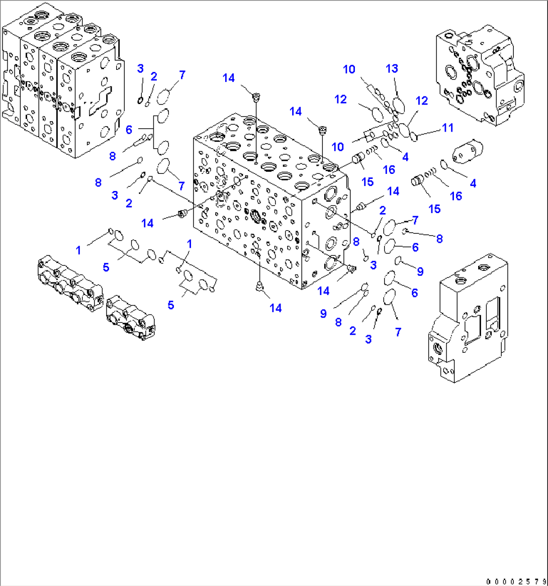 MAIN VALVE (9-SPOOL) (5/22) (FOR TWO-PIECE BOOM)