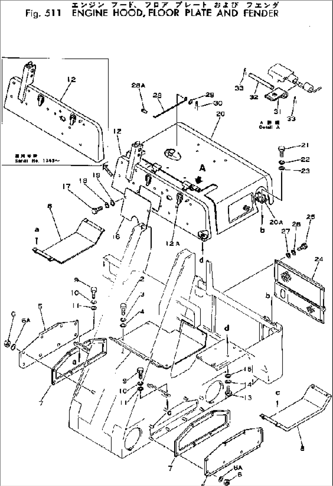ENGINE HOOD¤ FLOOR PLATE AND FENDER