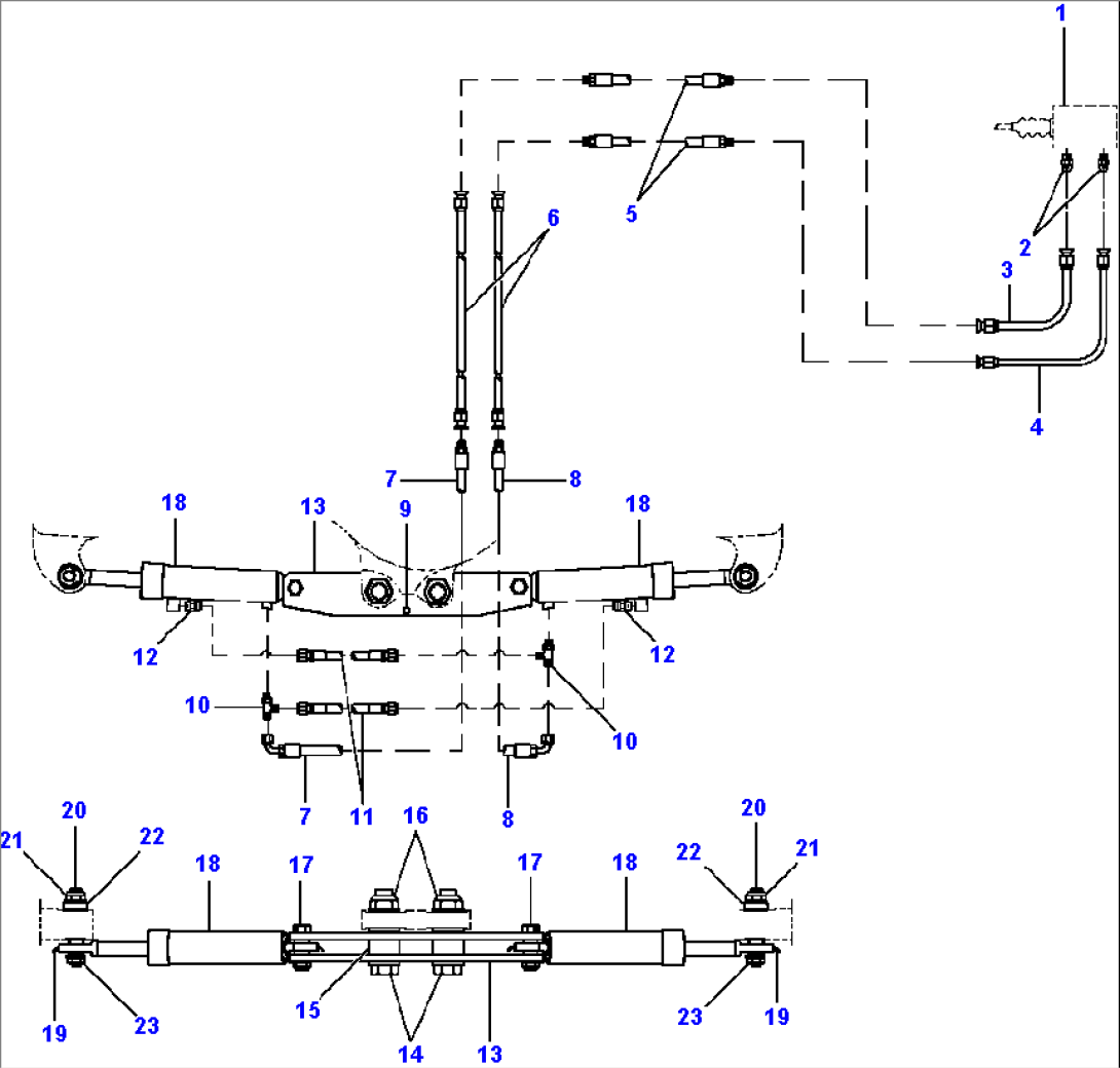 FIG. H0130-01A0 HYDRAULIC LINES - REAR STEERING - TO STEERING CYLINDERS