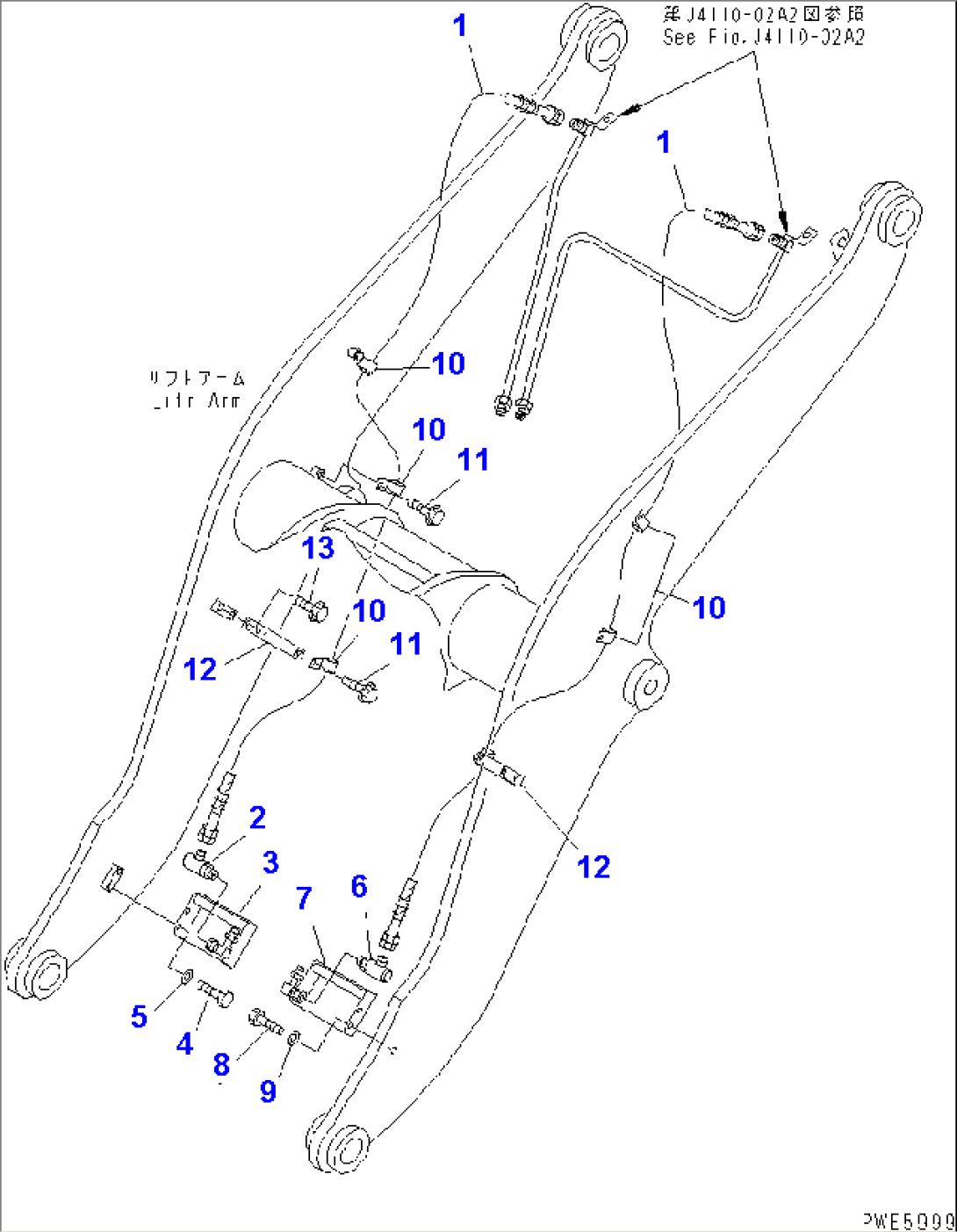 LIFT ARM AND BELLCRANK (MLT. COUPLER PIPING) (WITH MULTI COUPLER)