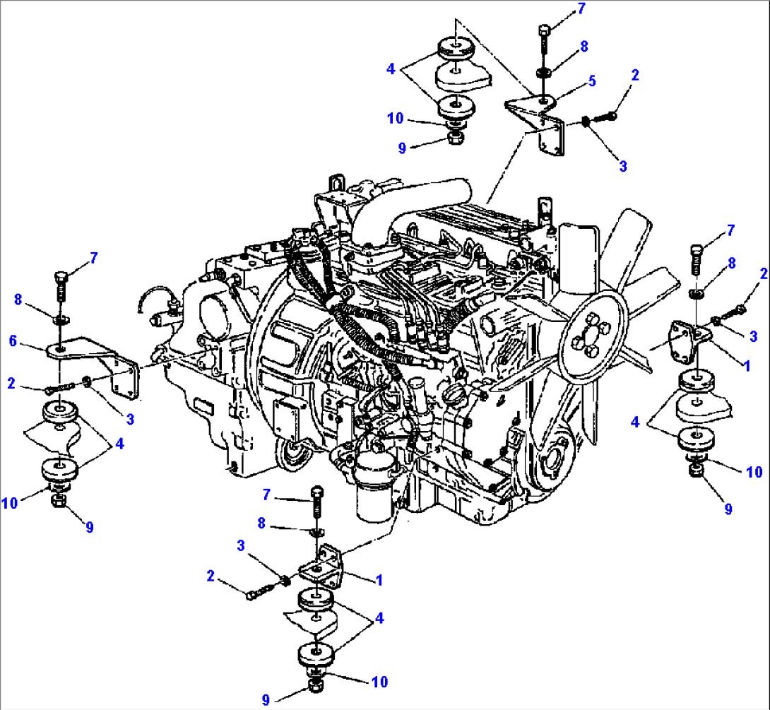 FIG. B1000-01A0 ENGINE MOUNTING PARTS