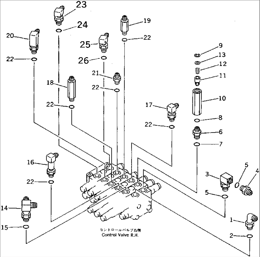 MAIN VALVE (ELBOW) (R.H.) (FOR POWER TILT MECHANICAL ANGLE)