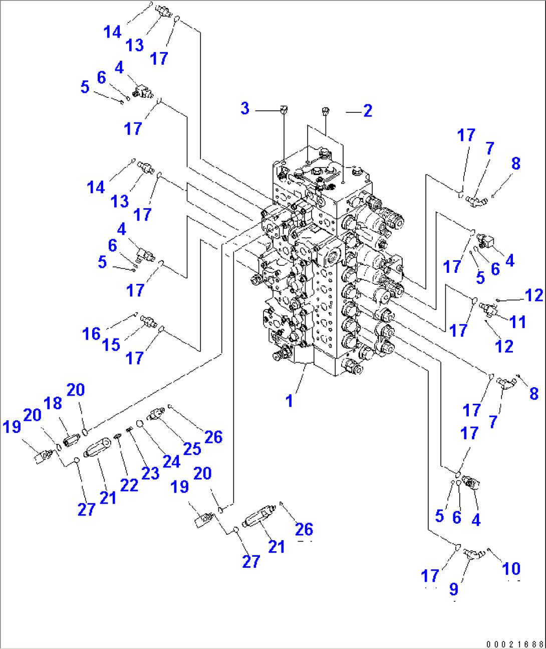 MAIN VALVE (CONNECTING PARTS) (1/2) (FOR LOADER)