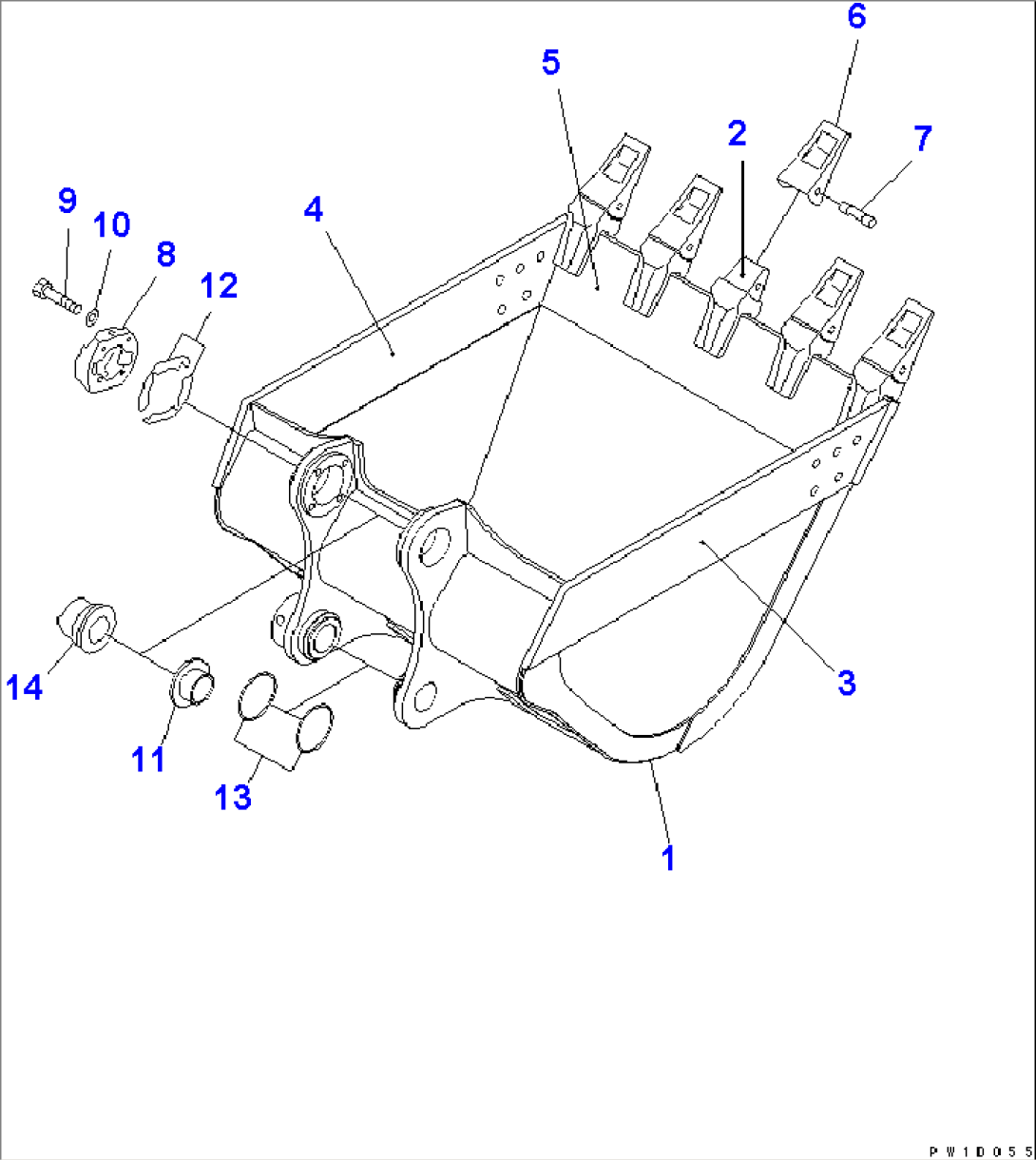 BUCKET¤ 1.4M3¤ 1340MM (HORIZONTAL PIN TYPE) (WITH ADJUSTING)