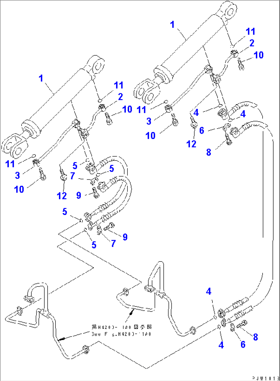 LIFT ARM AND BELLCRANK (LIFT CYLINDER PIPING)(#54101-)