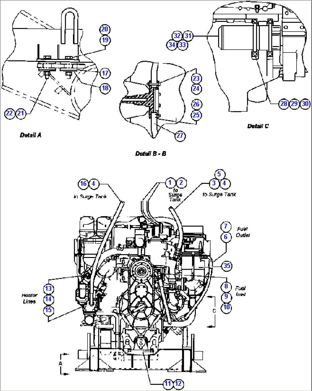 ENGINE & COMPONENTS INSTL (FRONT VIEW)