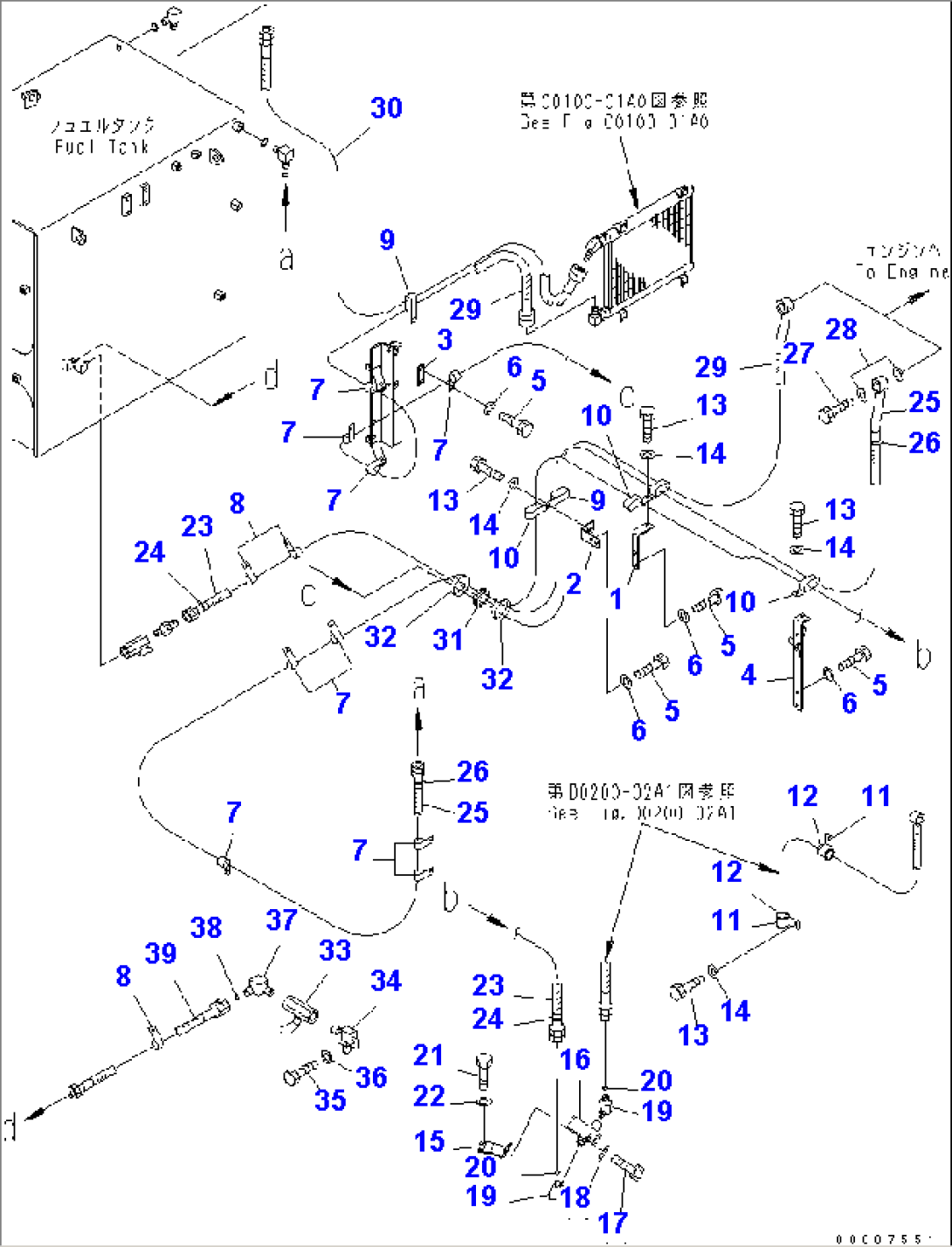 FUEL LINES (WITH ADDITIONAL FILTER AND WATER SEPARATOR)(#40069-)