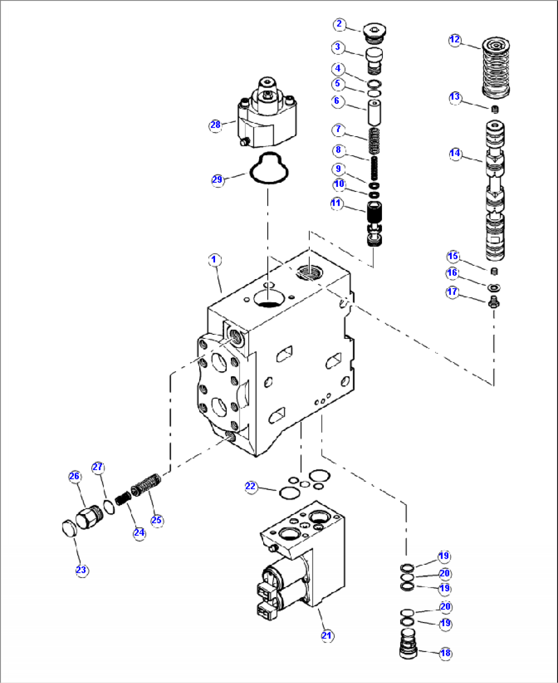 H0120-08A0 MAIN CONTROL VALVE ASSEMBLY STICK BOOM SECTION