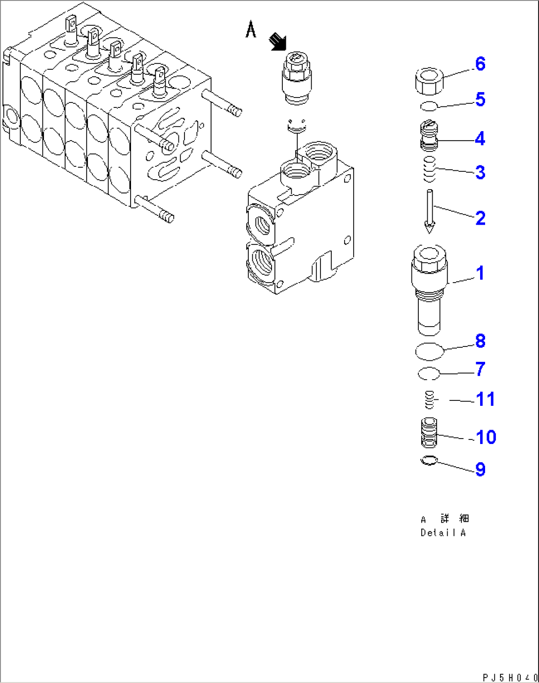 CONTROL VALVE (5-SPOOL) (3/3) (L.H.) (WITH CLUTCH TYPE CIRCLE REVERSE GEAR)