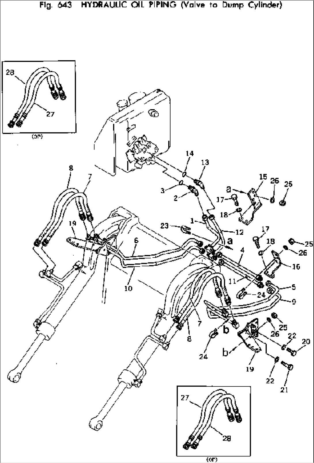 HYDRAULIC OIL PIPING (VALVE TO DUMP CYLINDER)