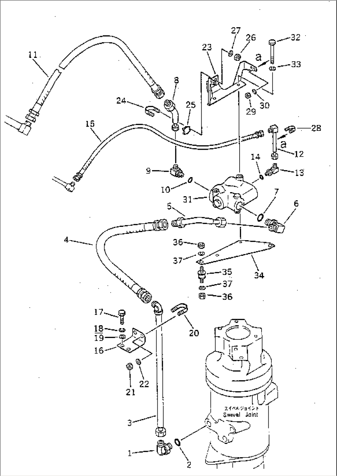 HYDRAULIC PIPING (STEERING AND SWING LINE) (SWIVEL JOINT TO PRIORITY VALVE)